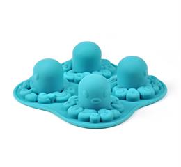 Animal shape silicone ice cube tray makes octopus shape ice cubes.