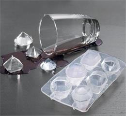 Diamond ice tray creates 6 jumbos, interesting for cooling bar drinks