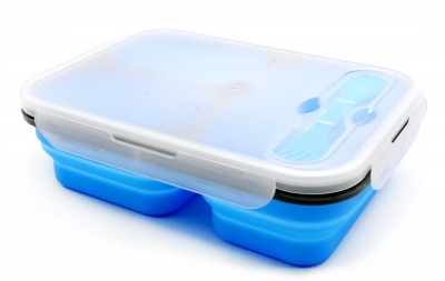 3-compartment silicone collapsible lunch box