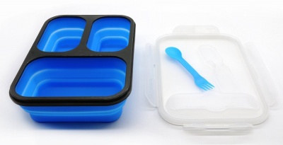 foldable 3 compartment collapsible silicone lunch box
