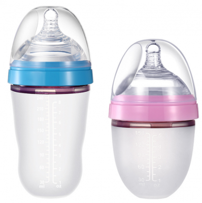 wide neck baby silicone feeding bottle