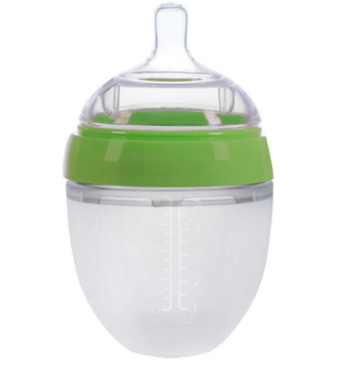 BPA free wide neck squeeze silicone baby feeding bottle