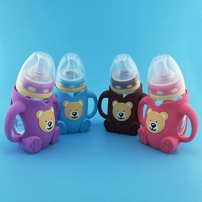 wide neck anti-scald silicone baby milk bottles