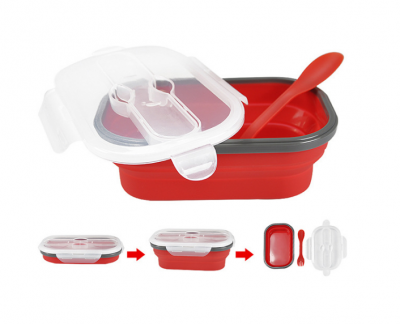 silicone folding leakproof food container bento lunch box