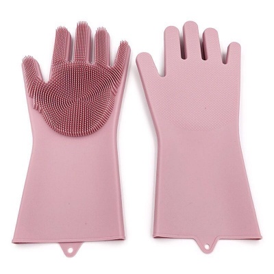 newly magic reusable silicone gloves with wash scrubber