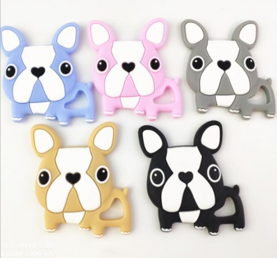 100% organic silicone dog shaped baby teether