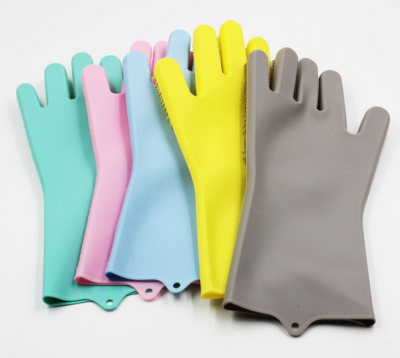 BBQ Baking Oven Gloves Brush Scrubber Glove Magic Silicone Gloves