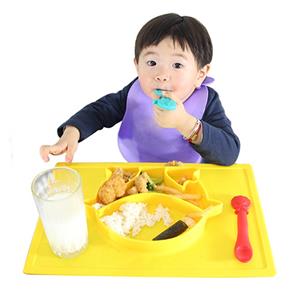 one piece non slip feeding silicone baby placemat plate