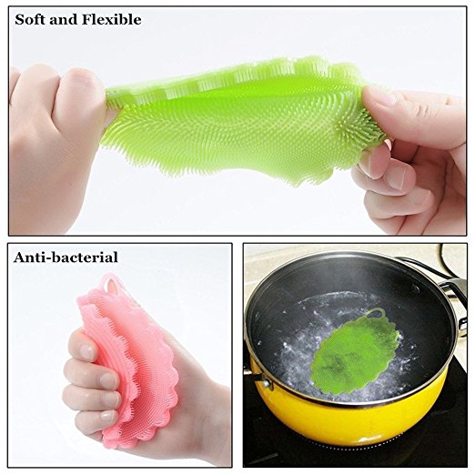 silicone sponge kitchen dish scrubber