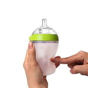 wide neck squeeze silicone baby bottle