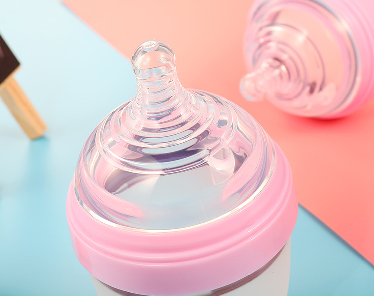 wide neck baby silicone feeding bottle