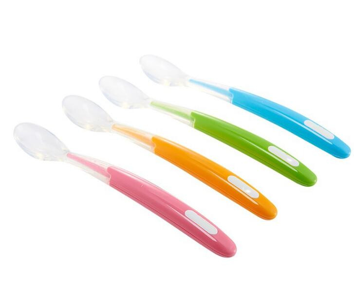 multicolor silicone baby spoon